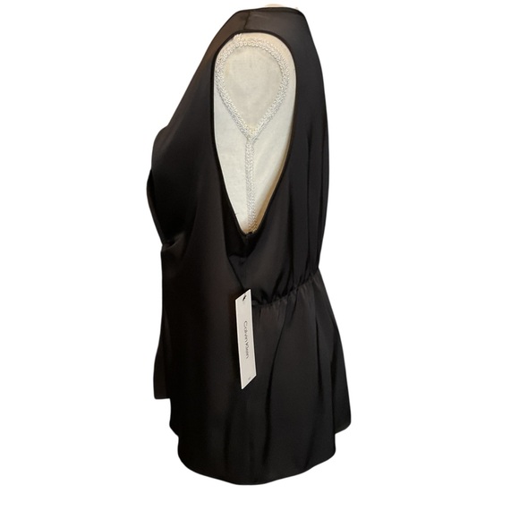 Calvin Klein Black Sleeveless V-Neck Blouse Size XL - Picture 3 of 10